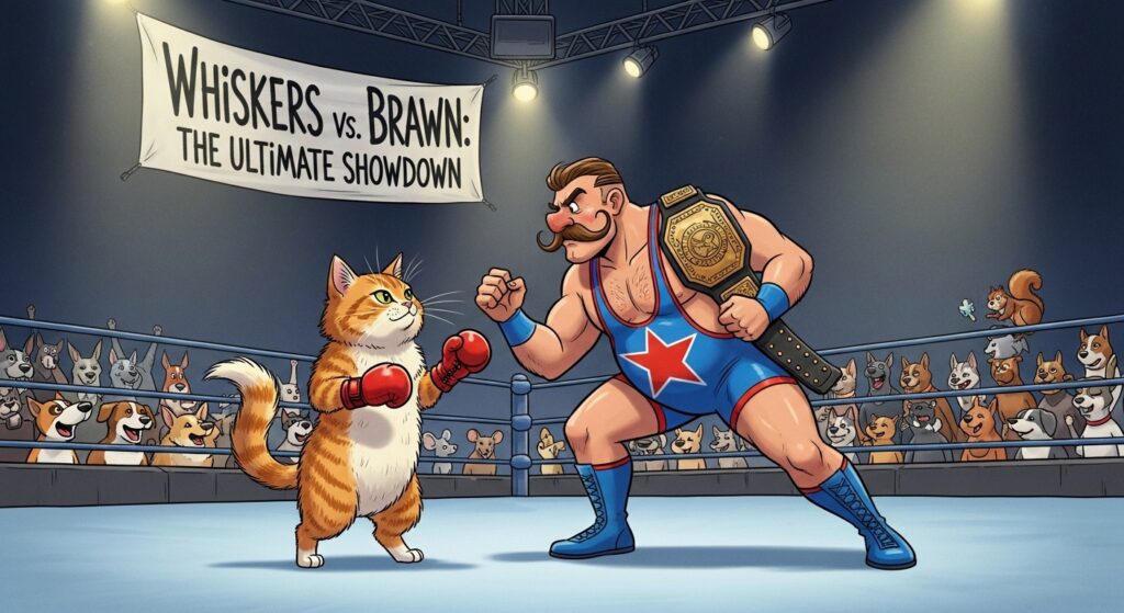 猫レスリング前