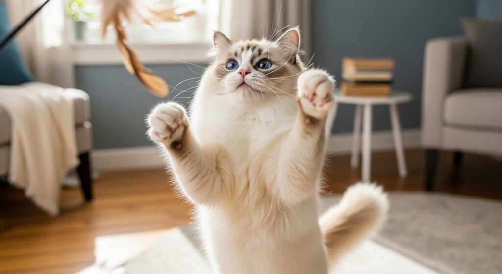 バーマンという猫が遊んでいる