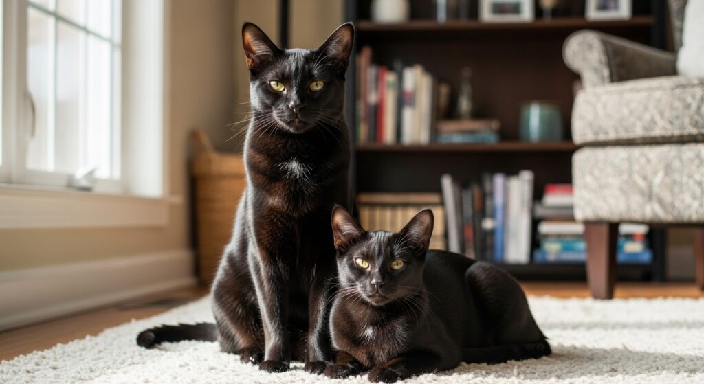 ボンベイが二匹部屋で佇んでいる