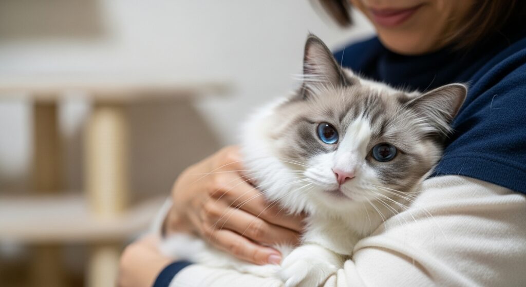 抱っこされていてもおとなしいラグドール